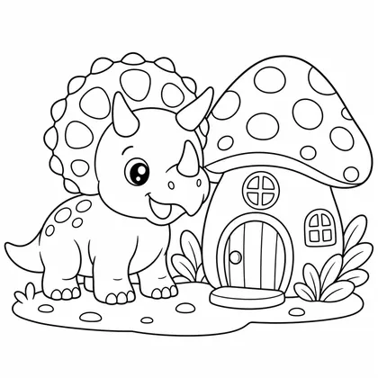 Planșă cu triceratops de colorat