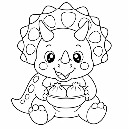 Planșă cu triceratops de colorat