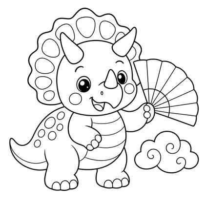 Planșă cu triceratops de colorat