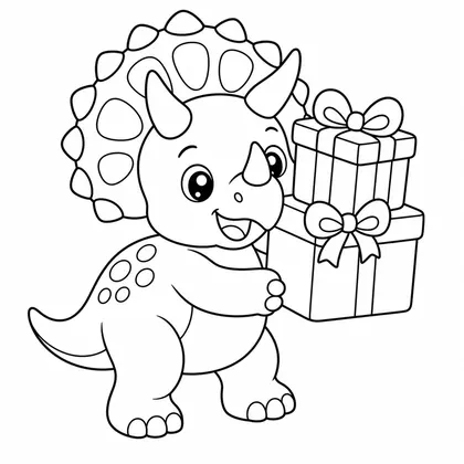 Planșă cu triceratops de colorat