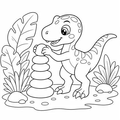 Planșă cu velociraptor de colorat
