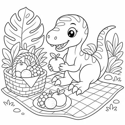 Planșă cu velociraptor de colorat