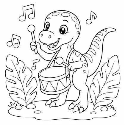 Planșă cu velociraptor de colorat