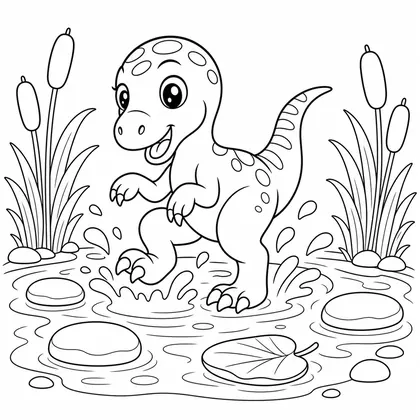 Planșă cu velociraptor de colorat