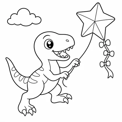 Planșă cu velociraptor de colorat