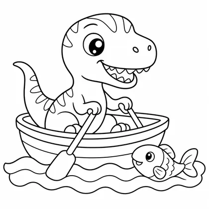 Planșă cu velociraptor de colorat