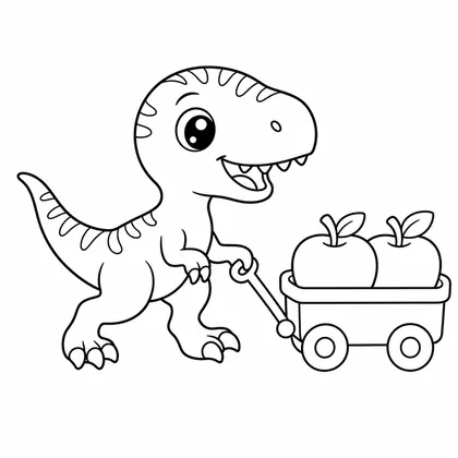 Planșă cu velociraptor de colorat