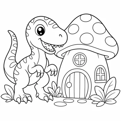 Planșă cu velociraptor de colorat