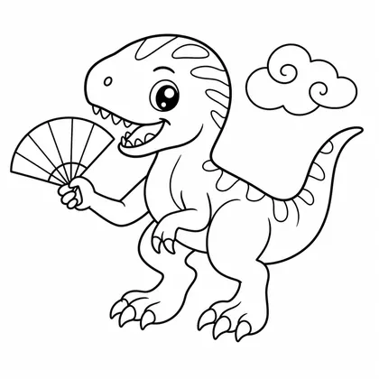 Planșă cu velociraptor de colorat